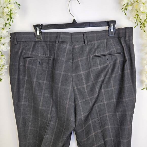 Bertolini Smart Wool Silk Blend Men’s Suit Jacket 46R Pants 40W 46/40 Windowpane - Picture 6 of 16
